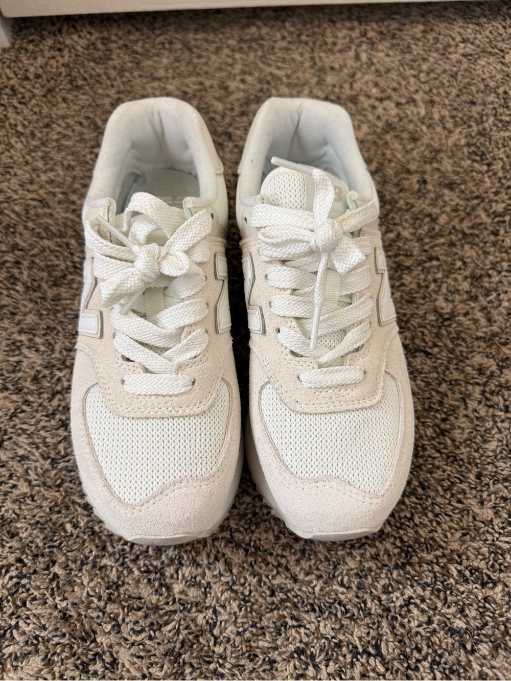 New Balance 574 Platform Sneakers – Cream/White